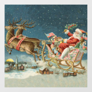 Weihnachtsmann Weihnachten Antik Schlitten Rentier Fensteraufkleber