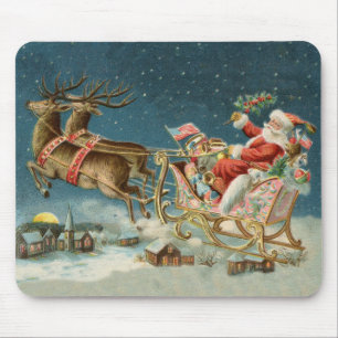 Weihnachtsmann Weihnachten Antik Schlitten Rentier Mousepad