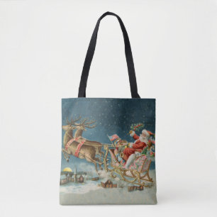 Weihnachtsmann Weihnachten Antik Schlitten Rentier Tasche