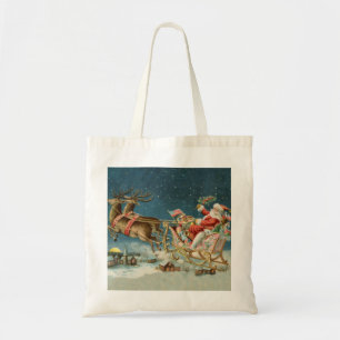 Weihnachtsmann Weihnachten Antik Schlitten Rentier Tragetasche
