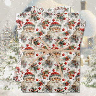 Weihnachtsmann Weihnachten Hütte 3 Geschenkpapier Set