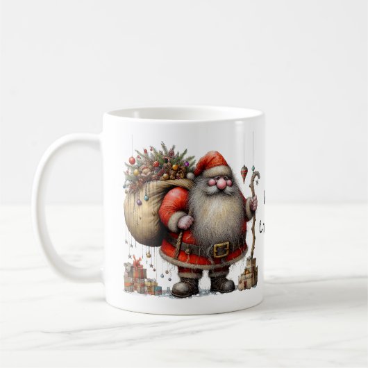 Weihnachtsmann Weihnachten mit seiner Tasche Spiel Kaffeetasse (Links)