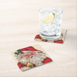 Weihnachtsmann Weihnachten Party Drink Set von 6 Rechteckiger Pappuntersetzer