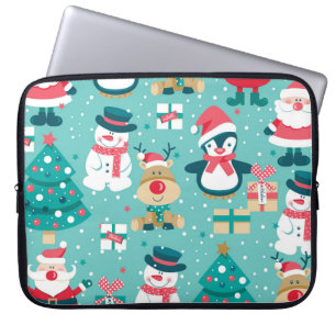 Weihnachtsmann Weihnachten Vintage-Muster Laptopschutzhülle
