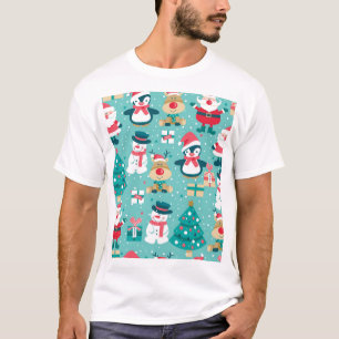 Weihnachtsmann Weihnachten Vintage-Muster T-Shirt
