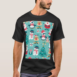 Weihnachtsmann Weihnachten Vintage-Muster T-Shirt