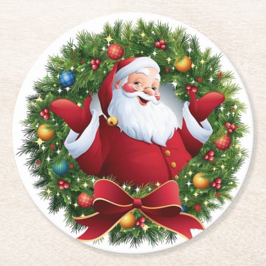 Weihnachtsmann Weihnachts-Set mit 6 Runder Pappuntersetzer (Vorderseite)