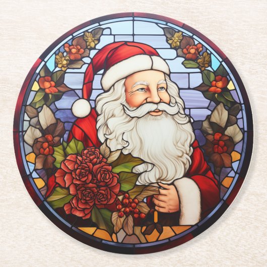 Weihnachtsmann Weihnachts-Set mit 6 Runder Pappuntersetzer (Vorderseite)