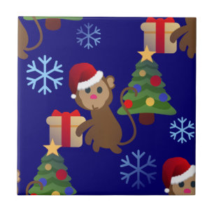 weihnachtsmann Weihnachtsaffe Emoji Fliese