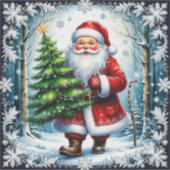 Weihnachtsmann Weihnachtsbaum Aufkleber (Vorderseite)