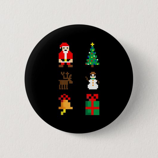 Weihnachtsmann Weihnachtsbaum Hirsch Schneemann Gl Button (Vorderseite)