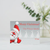 Weihnachtsmann Weihnachtsbaum Schnee Postkarte (Stehend Vorderseite)