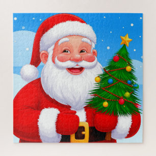 Weihnachtsmann-Weihnachtsbaum-Szene für festliche Puzzle