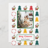 Weihnachtsmann, Weihnachtsbäume, Bonbons & Foto Feiertagskarte (Vorne/Hinten)