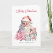 Weihnachtsmann, Weihnachtsbäume und Nutcracker Karte (Vorderseite)