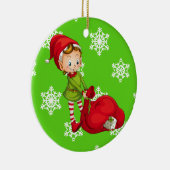 Weihnachtsmann-Weihnachtself-Keramik-Verzierung Keramik Ornament (Rechts)