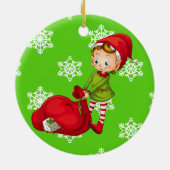 Weihnachtsmann-Weihnachtself-Keramik-Verzierung Keramik Ornament (Hinten)