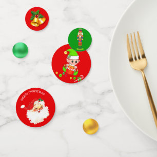 Weihnachtsmann, Weihnachtself, Nussknacker & Glock Konfetti