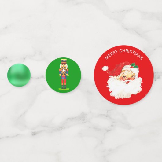 Weihnachtsmann, Weihnachtself, Nutcracker & Bells Konfetti (Rückseiten)