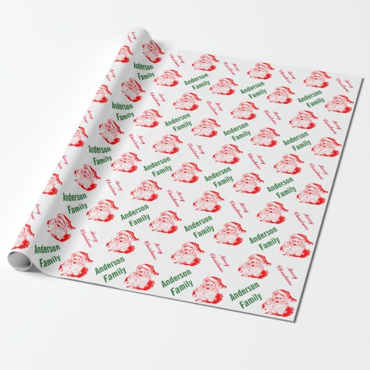 Weihnachtsmann-Weihnachtsfeiertags-Monogramm Geschenkpapier (Ungerollt)