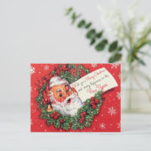 Weihnachtsmann-Weihnachtskarten-Kranz Postkarte (Stehend Vorderseite)