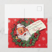 Weihnachtsmann-Weihnachtskarten-Kranz Postkarte (Vorne/Hinten)