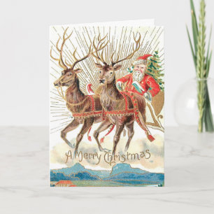 Weihnachtsmann Weihnachtsschlitten Rentier Karte