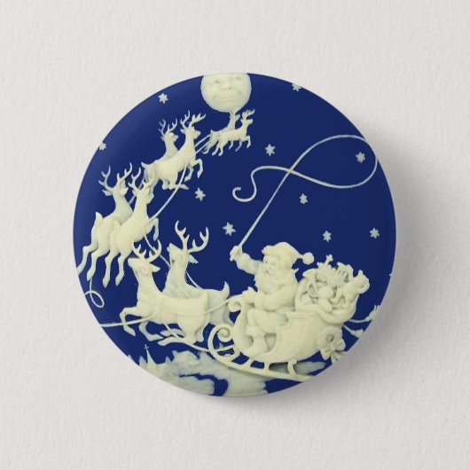 Weihnachtsmann-WeihnachtsVintage Postkarten-Kunst Button (Vorderseite)