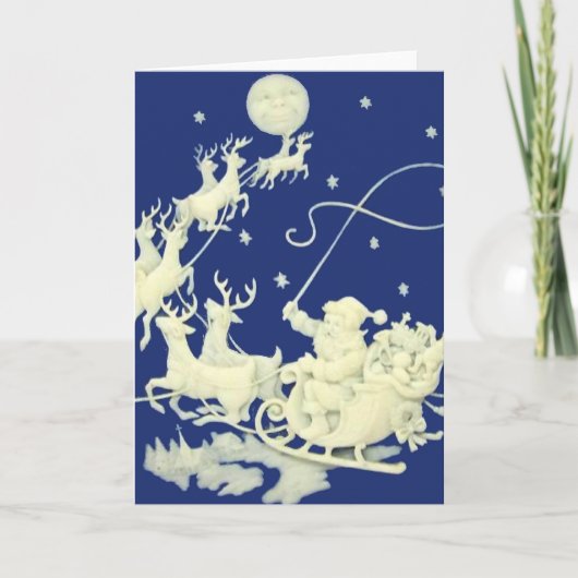 Weihnachtsmann-WeihnachtsVintage Postkarten-Kunst Feiertagskarte (Vorderseite)