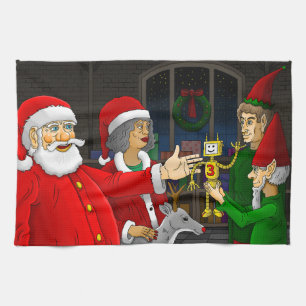 Weihnachtsmann-Werkstatt Geschirrtuch