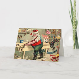 Weihnachtsmann-Werkstatt-Klapp-Grußkarte Karte