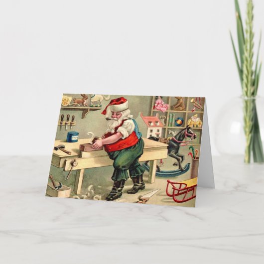 Weihnachtsmann-Werkstatt Weihnachtskarte Feiertagskarte (Vorderseite)