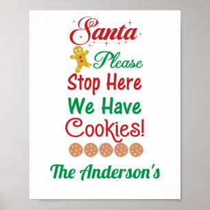 Weihnachtsmann Wir haben Kekse Rot Grün  Poster