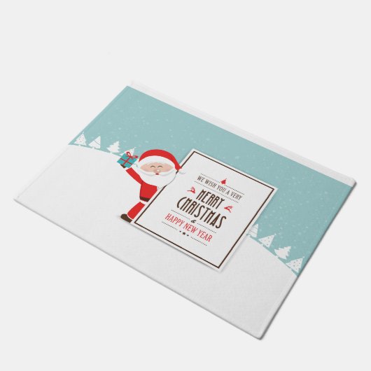 Weihnachtsmann Wir wünschen Ihnen eine frohe Weihn Fußmatte (Schrägansicht)