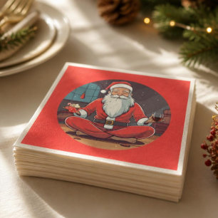 Weihnachtsmann Yoga Pose Serviette