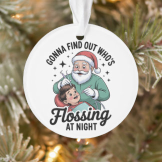Weihnachtsmann Zahnarzt Flossing bei Nacht Weihnac Ornament