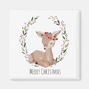Weihnachtsmann-Zierkranz mit Reh Magnet