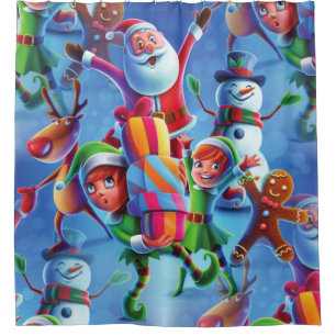 weihnachtsmann zwerg rentier weihnachten duschvorhang