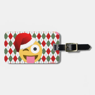 weihnachtsmann zwinker emoji gepäckanhänger
