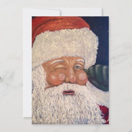 Weihnachtsmann zwinkert feiertagskarte (Vorderseite)