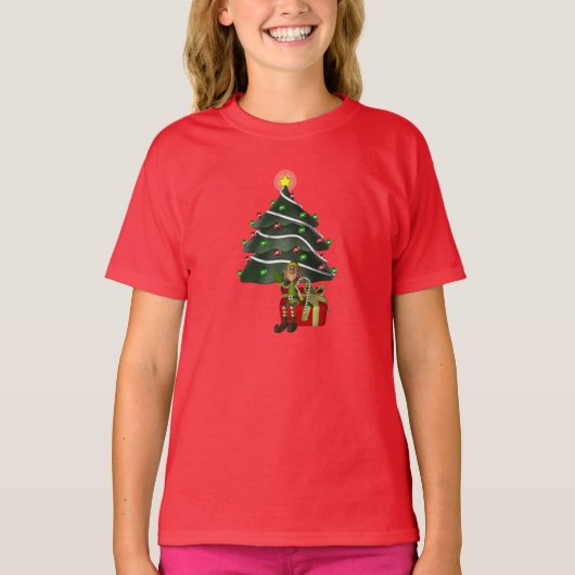 Weihnachtsmännchen Baum Niedlich vorstellen T-Shirt (Vorderseite)