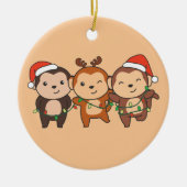 Weihnachtsmänner am Affen Niedliche Affen Ce Keramik Ornament (Vorne)