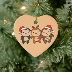 Weihnachtsmänner am Affen Niedliche Affen Ce Keramik Ornament