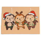 Weihnachtsmänner am Affen Niedliche Affen La Große Geschenktüte (Vorderseite)