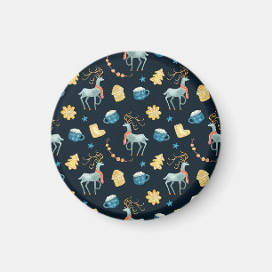 Weihnachtsmänner: Aquarellfarbenes nahtloses Muste Magnet