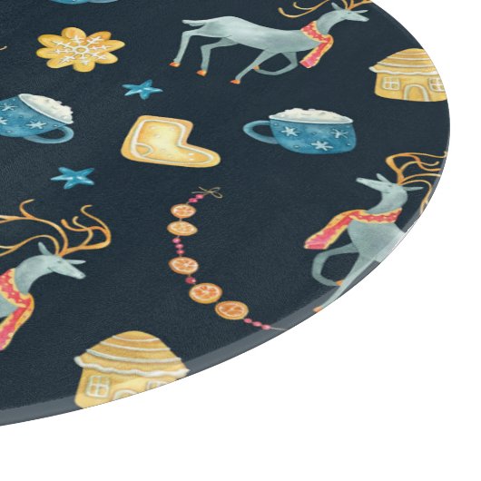 Weihnachtsmänner: Aquarellfarbenes nahtloses Muste Schneidebrett (Ecke)