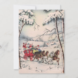 Weihnachtsmänner auf einer Pferdekutsche Feiertagskarte