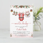 Weihnachtsmänner Clothesline Babydusche Einladung (Stehend Vorderseite)