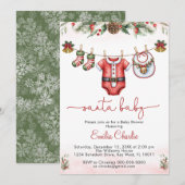 Weihnachtsmänner Clothesline Babydusche Einladung (Vorne/Hinten)