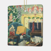 Weihnachtsmänner im Wohnzimmer Keramikornament (Links)